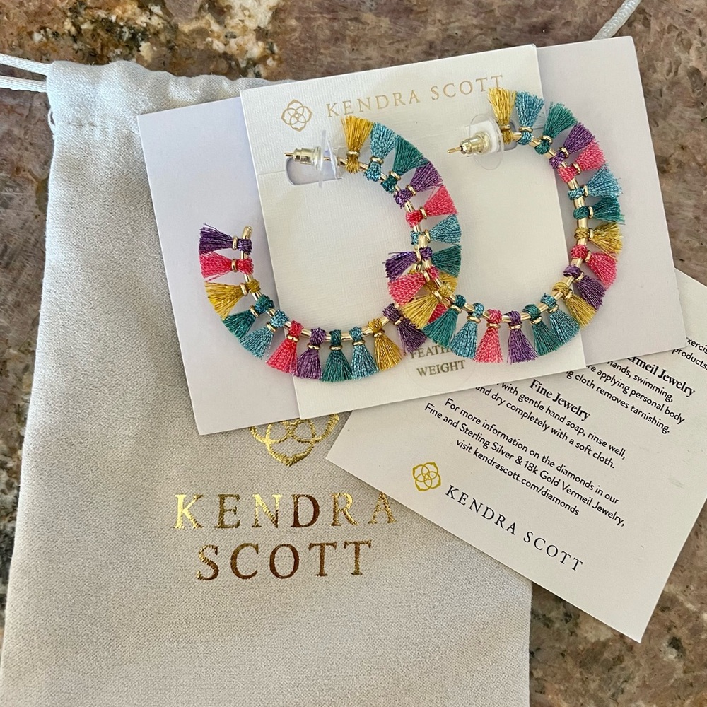 SOLD OUT Kendra Scott NWT Evie Multicolor Fringe Hoops